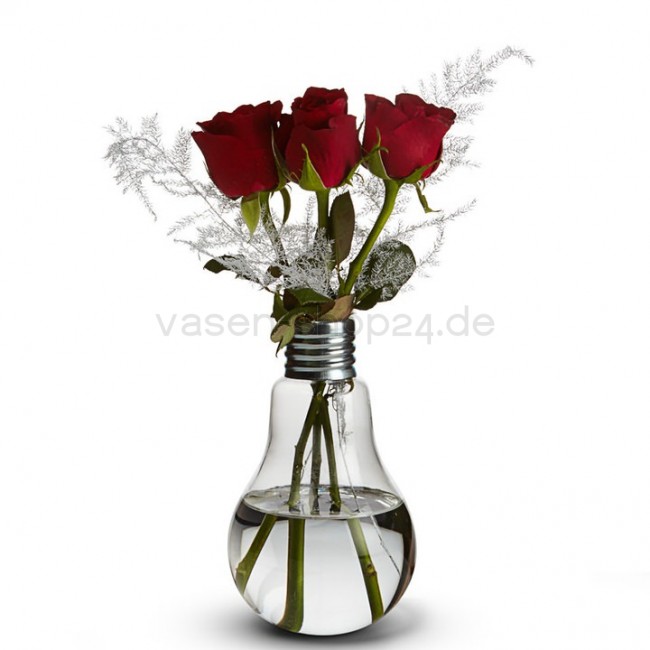 Vase Edison 18 cm 3 Farben moderne Blumenvasen im Glühbirnen Design 